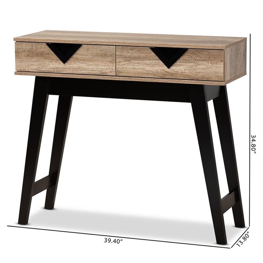 Baxton Studio Wales Modern and Contemporary Light Brown Finished Wood 2-Drawer Console Table